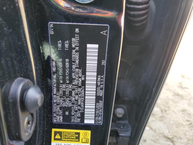 5TDJKRFH3ES068474 - 2014 TOYOTA HIGHLANDER XLE BLACK photo 12