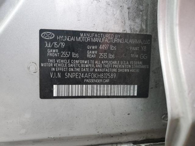 5NPE24AF0KH812589 - 2019 HYUNDAI SONATA SE SILVER photo 12