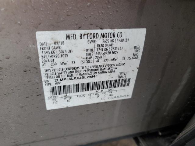 2LMPJ8LPXJBL29310 - 2018 LINCOLN MKX RESERVE Բեժ լուսանկար 13