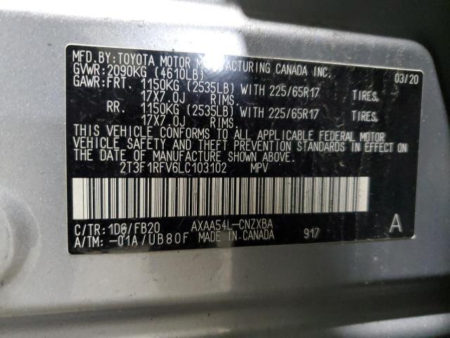 2T3F1RFV6LC103102 - 2020 TOYOTA RAV4 LE SILVER photo 14