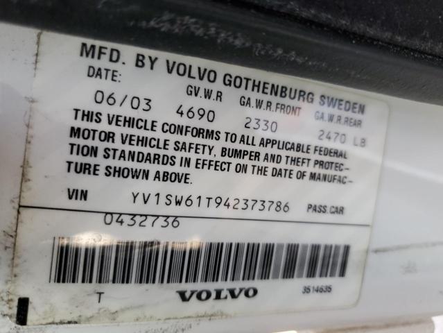 YV1SW61T942373786 - 2004 VOLVO V70 WHITE photo 12