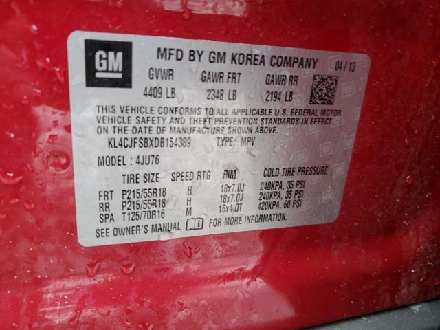 KL4CJFSBXDB154389 - 2013 BUICK ENCORE CONVENIENCE Qırmızı foto 13