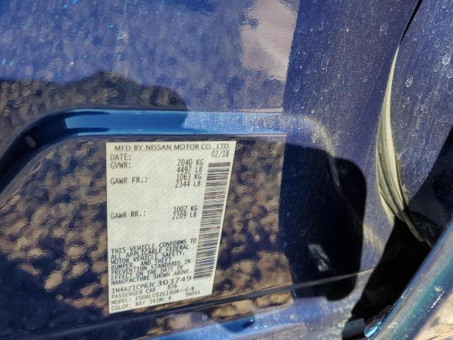 1N4AZ1CP6JC303749 - 2018 NISSAN LEAF S BLUE photo 12