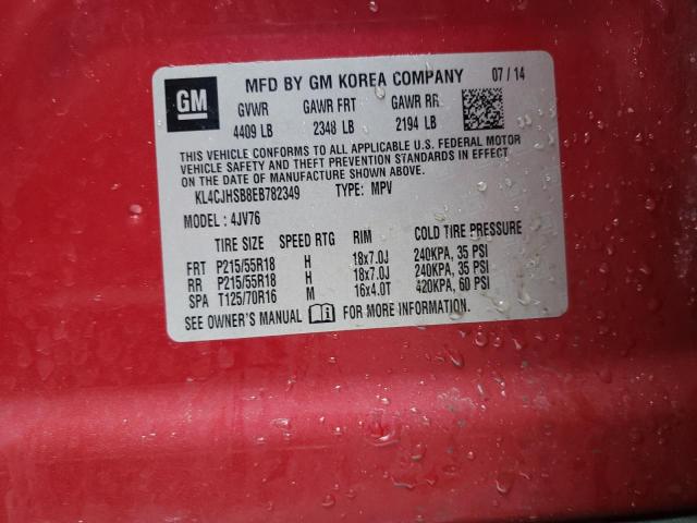 KL4CJHSB8EB782349 - 2014 BUICK ENCORE PREMIUM RED photo 13