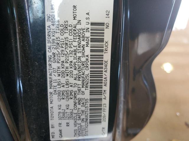 5TETX22N68Z515755 - 2008 TOYOTA TACOMA ACCESS CAB 黑色 照片 12