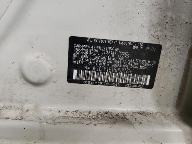 JF1GE61618H527893 - 2008 SUBARU IMPREZA 2. WHITE photo 13