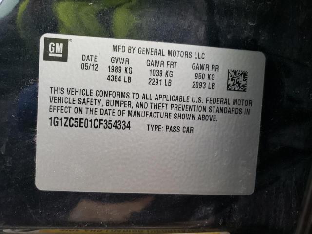 1G1ZC5E01CF354334 - 2012 CHEVROLET MALIBU 1LT BLACK photo 12