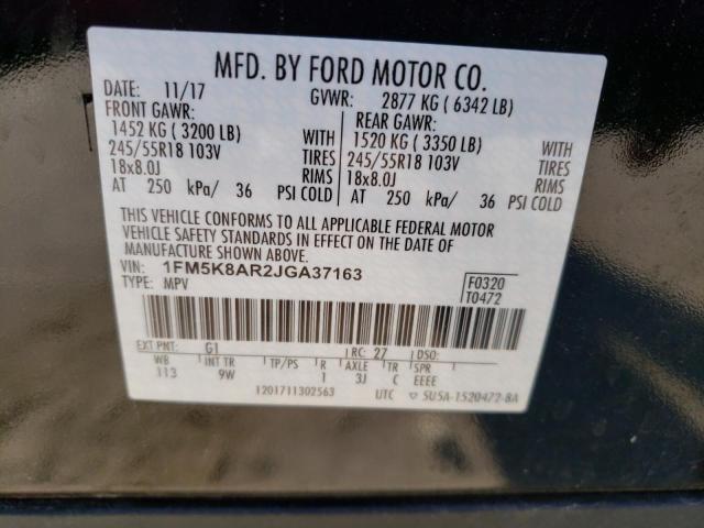 1FM5K8AR2JGA37163 - 2018 FORD EXPLORER POLICE INTERCEPTOR Սև լուսանկար 14