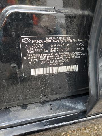 5NPE24AF2HH492507 - 2017 HYUNDAI SONATA SE BLACK photo 12