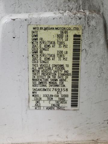 5N1AR18W35C769358 - 2005 NISSAN PATHFINDER LE 白色 照片 13