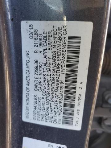 1HGCV1F30JA135191 - 2018 HONDA ACCORD SPORT CHARCOAL photo 12