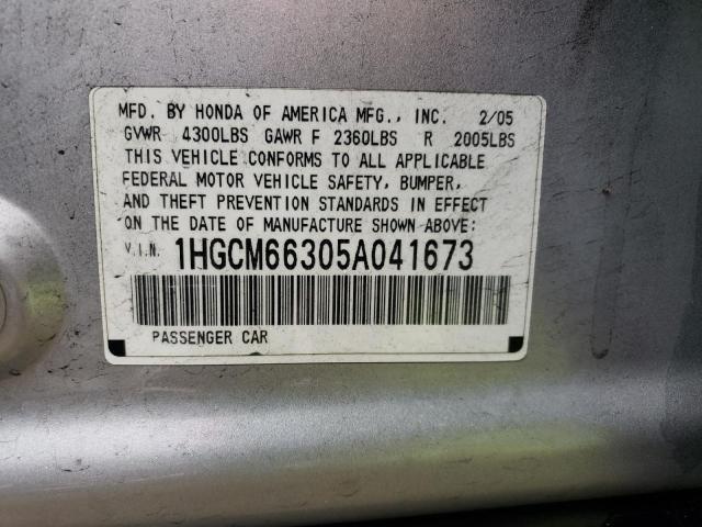 1HGCM66305A041673 - 2005 HONDA ACCORD LX SILVER photo 12