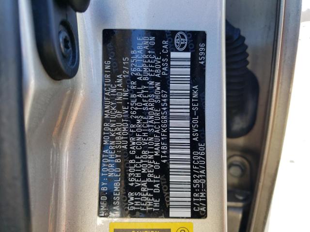 4T4BF1FK6GR545467 - 2016 TOYOTA CAMRY LE GOLD photo 12