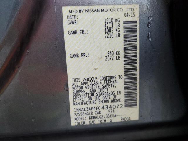 1N4AL3AP4FC434072 - 2015 NISSAN ALTIMA 2.5 BLACK photo 12