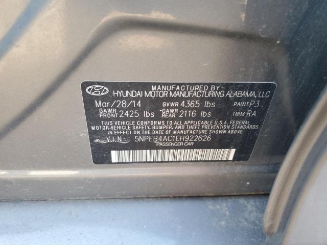 5NPEB4AC1EH922626 - 2014 HYUNDAI SONATA GLS BLACK photo 12