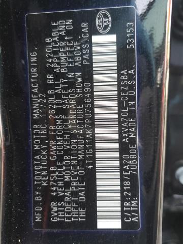 4T1G11AK7PU756490 - 2023 TOYOTA CAMRY SE NIGHT SHADE BLACK photo 12