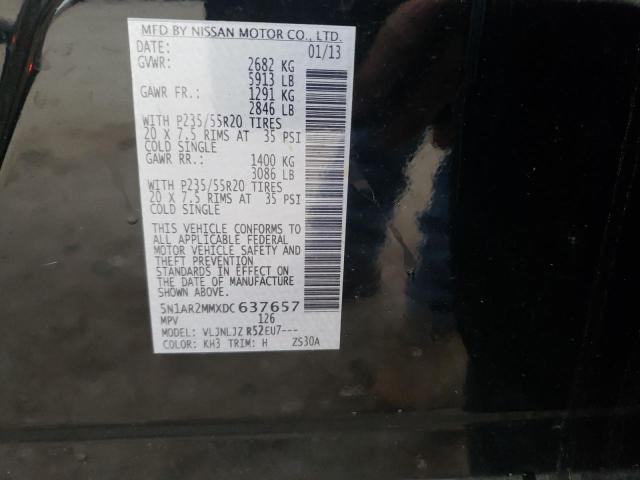 5N1AR2MMXDC637657 - 2013 NISSAN PATHFINDER S 黑色 照片 13