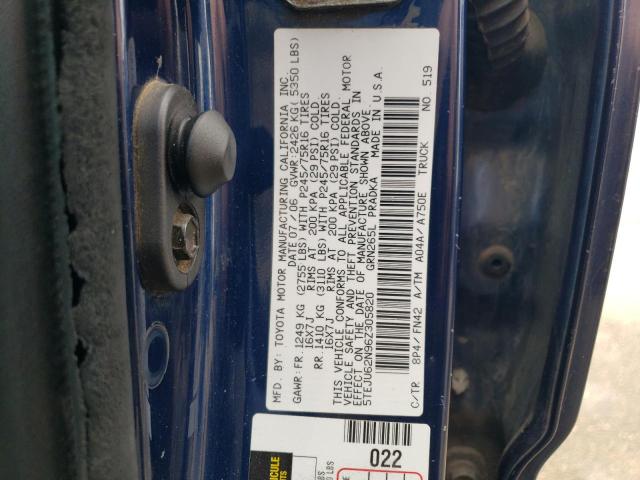 5TEJU62N96Z305820 - 2006 TOYOTA TACOMA DOUBLE CAB PRERUNNER BLUE photo 13