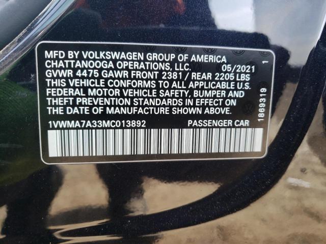 1VWMA7A33MC013892 - 2021 VOLKSWAGEN PASSAT R-LINE Qara foto 12