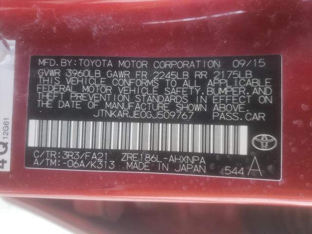 JTNKARJE0GJ509767 - 2016 TOYOTA SCION IM RED photo 12