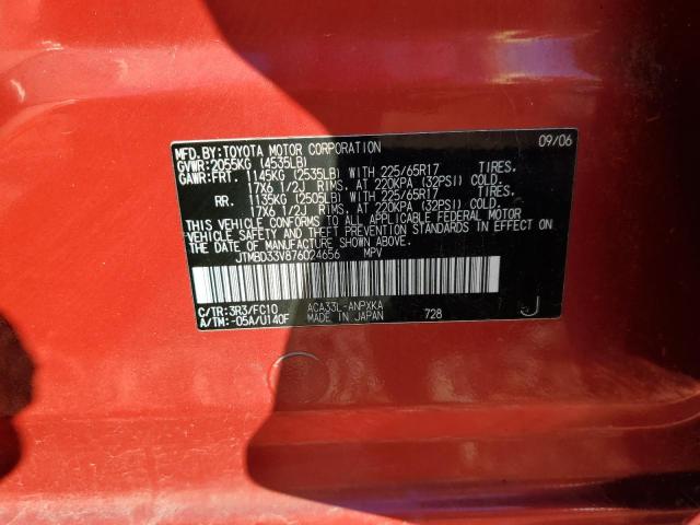 JTMBD33V876024656 - 2007 TOYOTA RAV4 RED photo 12