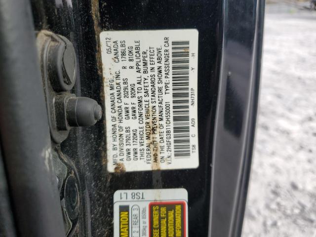 2HGFG3B11CH550001 - 2012 HONDA CIVIC EXL Qara foto 12