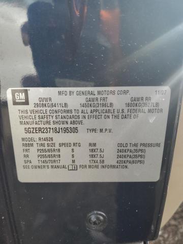 5GZER23718J195305 - 2008 SATURN OUTLOOK XR ლურჯი ფოტო 13