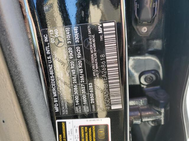 4JGDA5HB1EA268618 - 2014 MERCEDES-BENZ ML 350 4MATIC BLACK photo 13