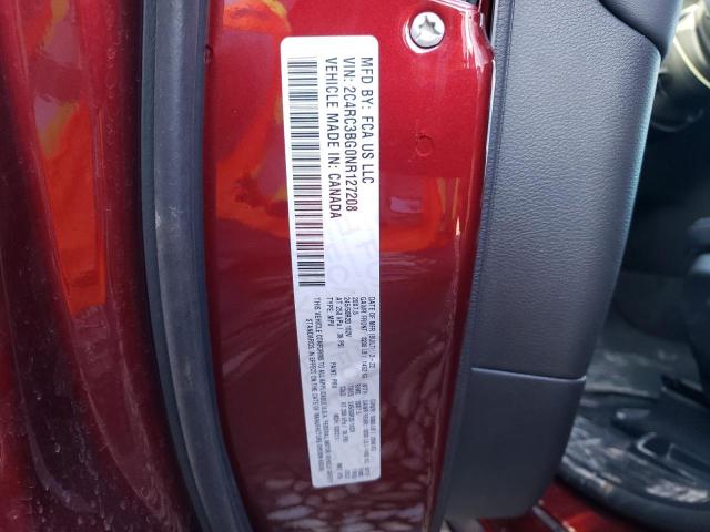 2C4RC3BG0NR127208 - 2022 CHRYSLER PACIFICA TOURING L მუქწითელი ფოტო 14