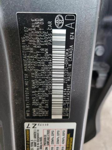 2T1KR32E38C699473 - 2008 TOYOTA COROLLA MA XR GRAY photo 13