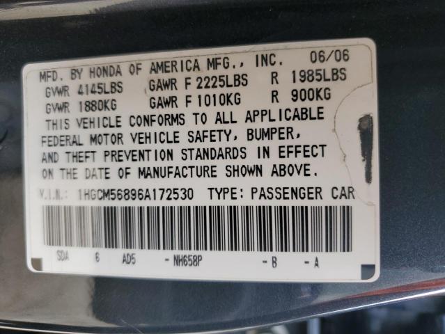 1HGCM56896A172530 - 2006 HONDA ACCORD EX CHARCOAL photo 12