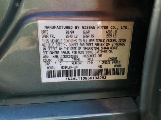 1N4AL11D85C103293 - 2005 NISSAN ALTIMA S GREEN photo 12