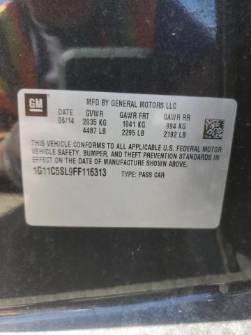 1G11C5SL9FF116313 - 2015 CHEVROLET MALIBU 1LT BLACK photo 12