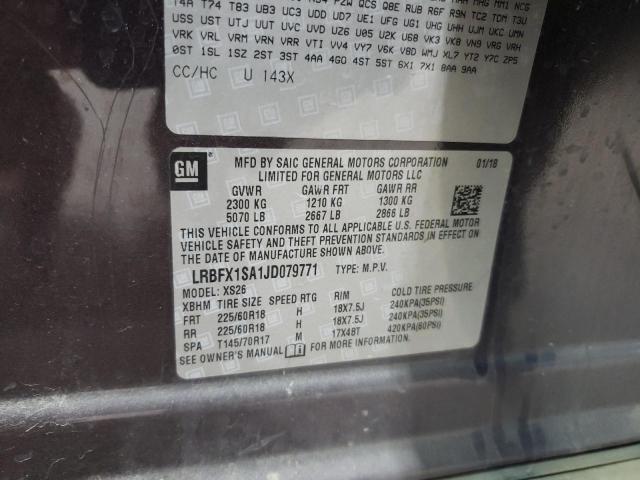 LRBFX1SA1JD079771 - 2018 BUICK ENVISION ESSENCE Գրաֆիտ լուսանկար 13