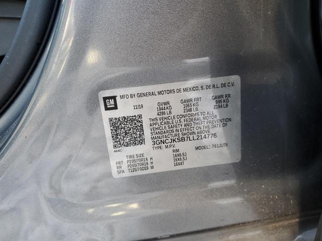 3GNCJKSB7LL214776 - 2020 CHEVROLET TRAX LS GRAY photo 12