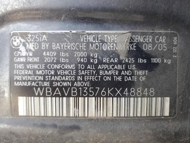 WBAVB13576KX48848 - 2006 BMW 325 I GRAY photo 12