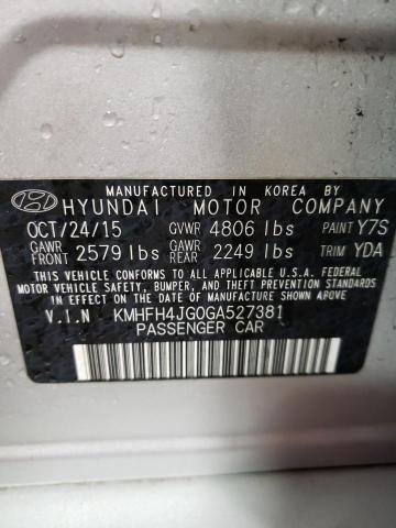 KMHFH4JG0GA527381 - 2016 HYUNDAI AZERA LIMITED SILVER photo 12