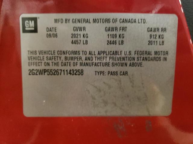 2G2WP552671143258 - 2007 PONTIAC GRAND PRIX RED photo 12