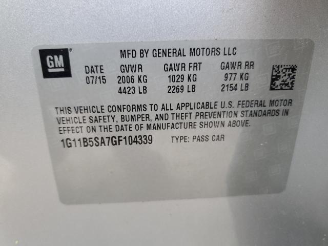 1G11B5SA7GF104339 - 2016 CHEVROLET MALIBU LIM LS SILVER photo 13