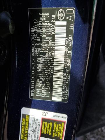 2T1BU4EE5DC049201 - 2013 TOYOTA COROLLA BASE BLUE photo 12