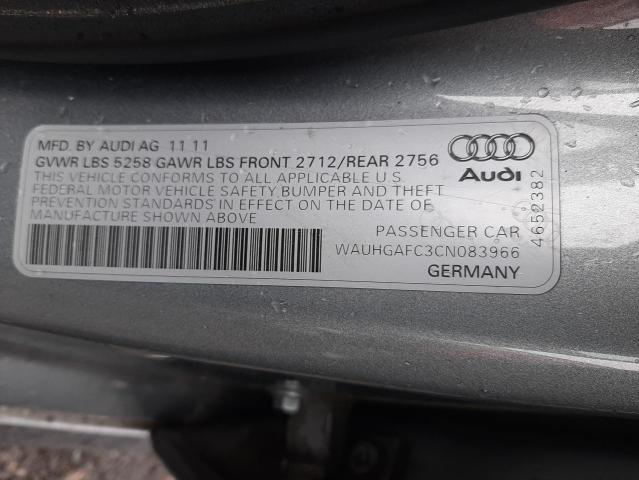 WAUHGAFC3CN083966 - 2012 AUDI A6 PRESTIGE SILVER photo 12