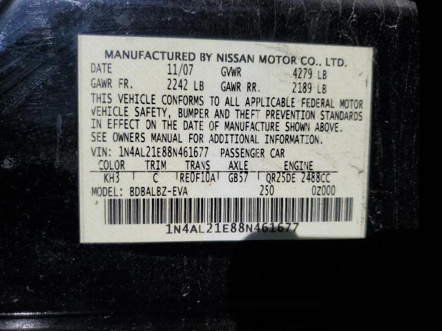 1N4AL21E88N461677 - 2008 NISSAN ALTIMA 2.5 BLACK photo 12