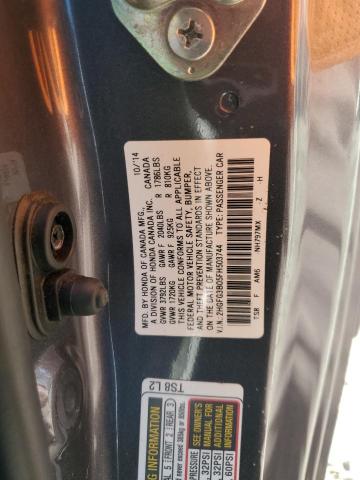 2HGFG3B05FH503744 - 2015 HONDA CIVIC EXL GRAY photo 12