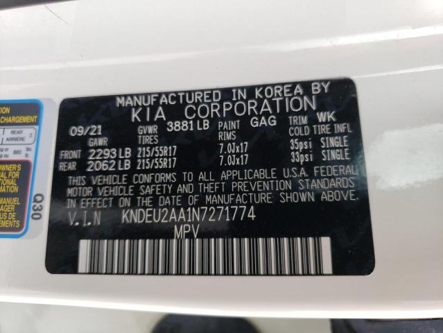 KNDEU2AA1N7271774 - 2022 KIA SELTOS S WHITE photo 12