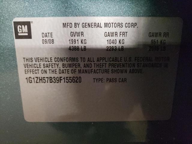 1G1ZH57B39F155620 - 2009 CHEVROLET MALIBU 1LT TURQUOISE photo 12