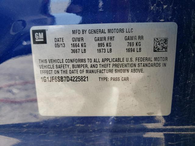 1G1JF6SB7D4225821 - 2013 CHEVROLET SONIC LTZ BLUE photo 12