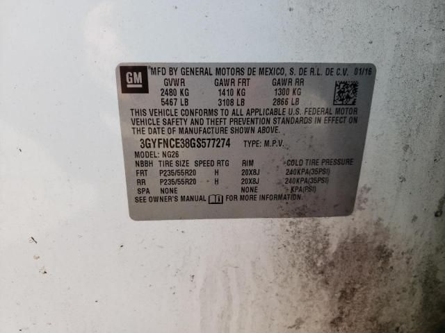 3GYFNCE38GS577274 - 2016 CADILLAC SRX PERFORMANCE COLLECTION Ақ фото 14