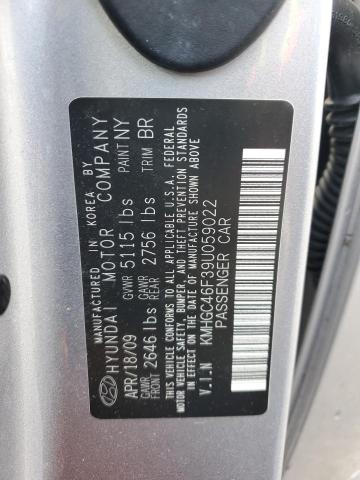 KMHGC46F39U059022 - 2009 HYUNDAI GENESIS 4.6L SILVER photo 12