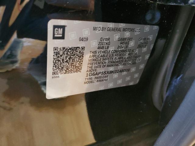 1G6AP5SX8K0148099 - 2019 CADILLAC CTS BLACK photo 12