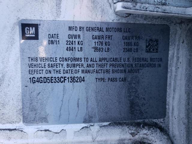 1G4GD5E33CF136204 - 2012 BUICK LACROSSE PREMIUM CREAM photo 12